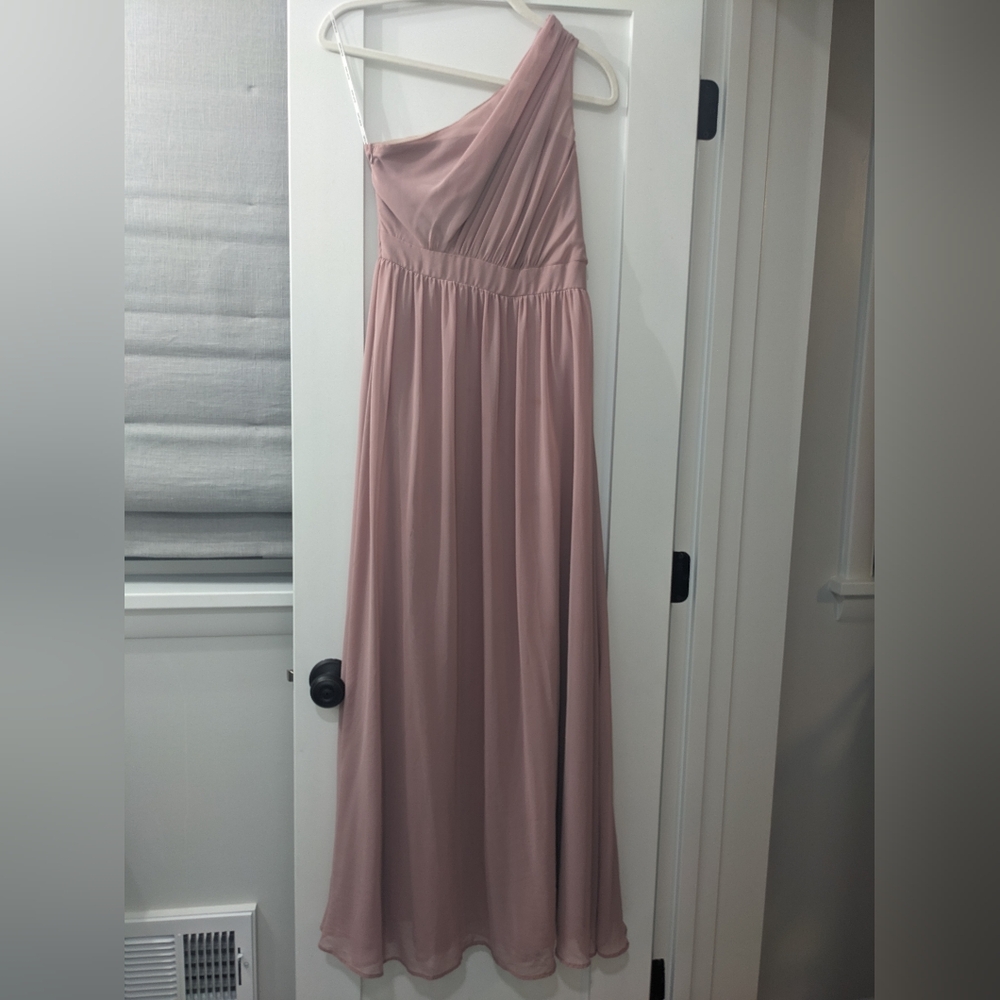 Blush Mark, size Small, blush/rose, one shoulder bridesmaid dress